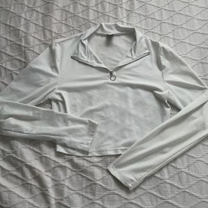 SHEIN O-Ring HALF ZIP CROP SLIM TOP
